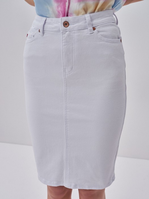 Dámska biela midi sukňa jeans ABBY 814
